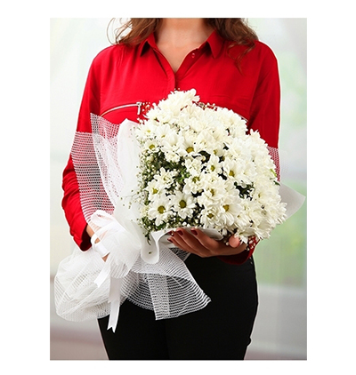 mutluluk küresi Çiçeği & Ürünü Beyaz Kasımpatı Buketi 