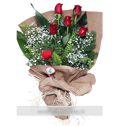7 kırmızı gülden kalp Çiçeği & Ürünü Natural 5 Kırmızı Gül Buketi 
