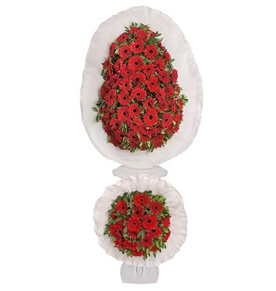  Muratpaşa Çiçekçiler Kırmızı Gerbera İkili Sepet/Çelenk