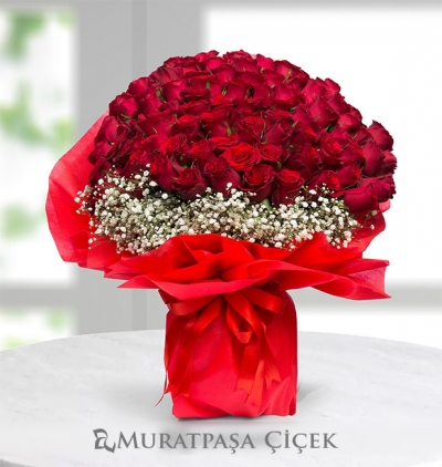 love kutulu kırmızı gül aranjmanı Çiçeği & Ürünü 101 Kırmızı Gül Buketi 